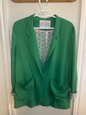 Pink Martini Emerald Green Single-Button Blazer